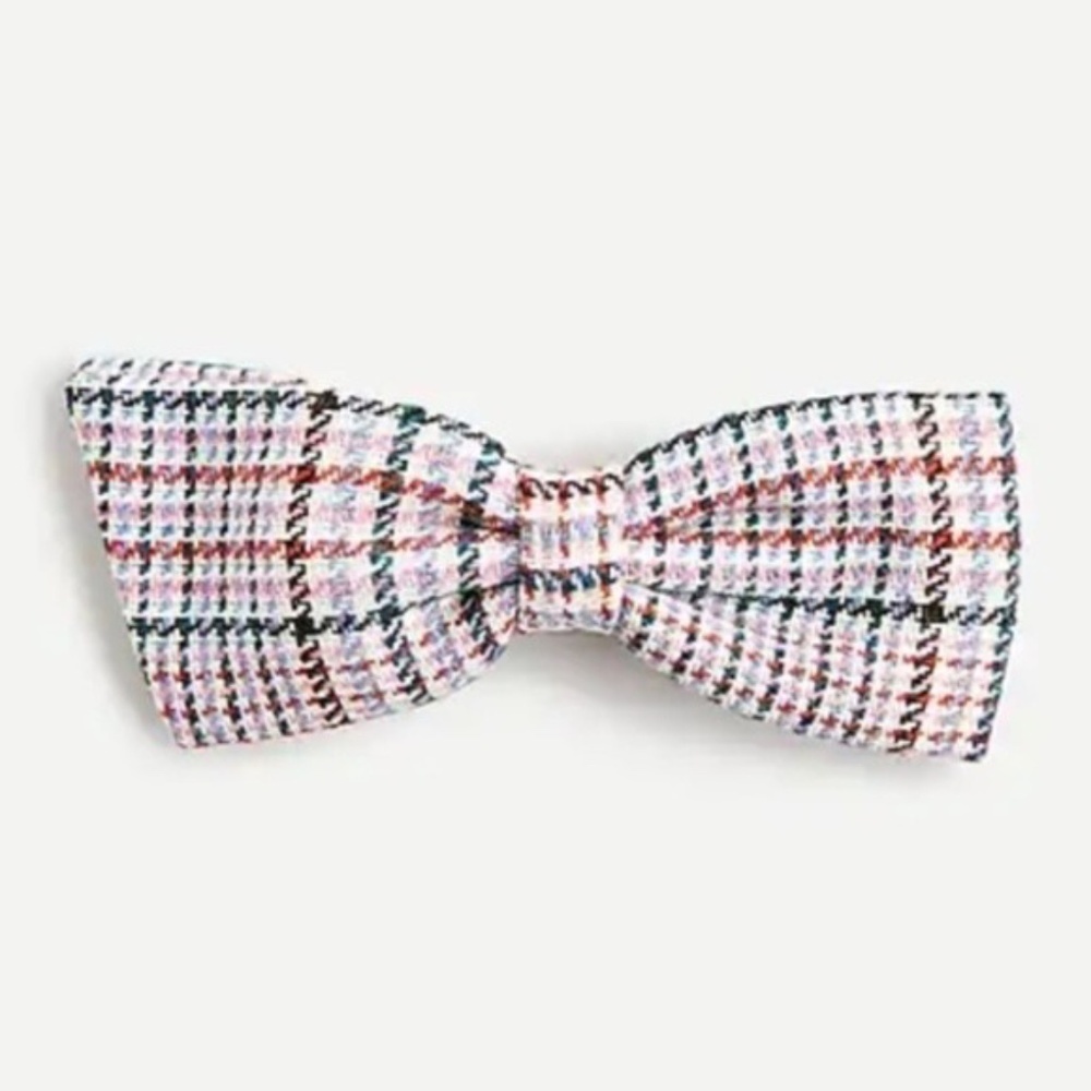 NWT J. Crew Wool Plaid Bow Hair Clip